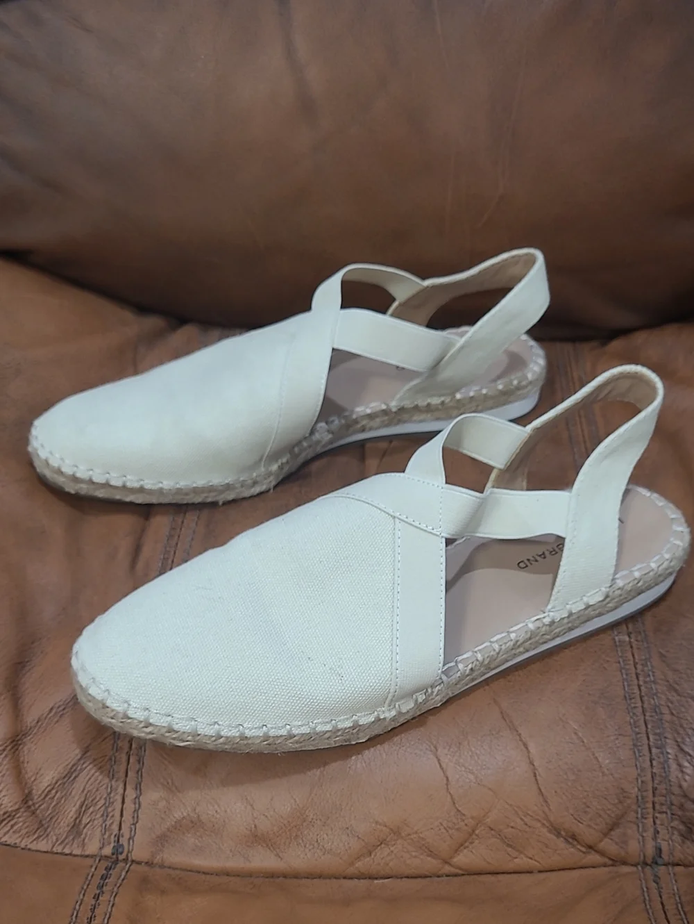 Lucky Brand Cream Cross-Strap Espadrille Slingback Flats